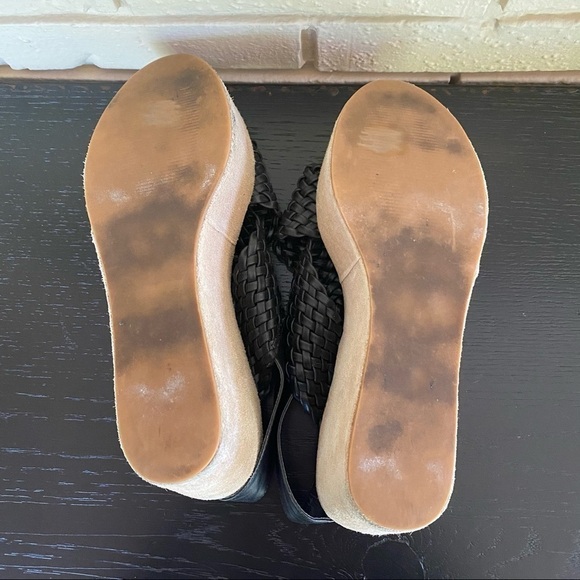Ecote Black Woven Suede Platform Wedge Sandals - Picture 6 of 6